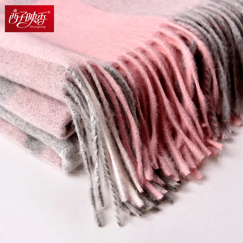 Plaid 2018 Luxury Winter Scarf Women Thicken Warm Scarves Wool Scarf Female Wrap Pashmina Tassels Solid Color Scarf