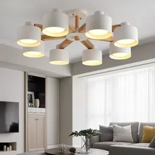 Nordic Chandelier E27 With Iron Lampshade For Living Room Suspendsion Lighting Fixtures Lamparas Colgantes Wooden Lustre Bar