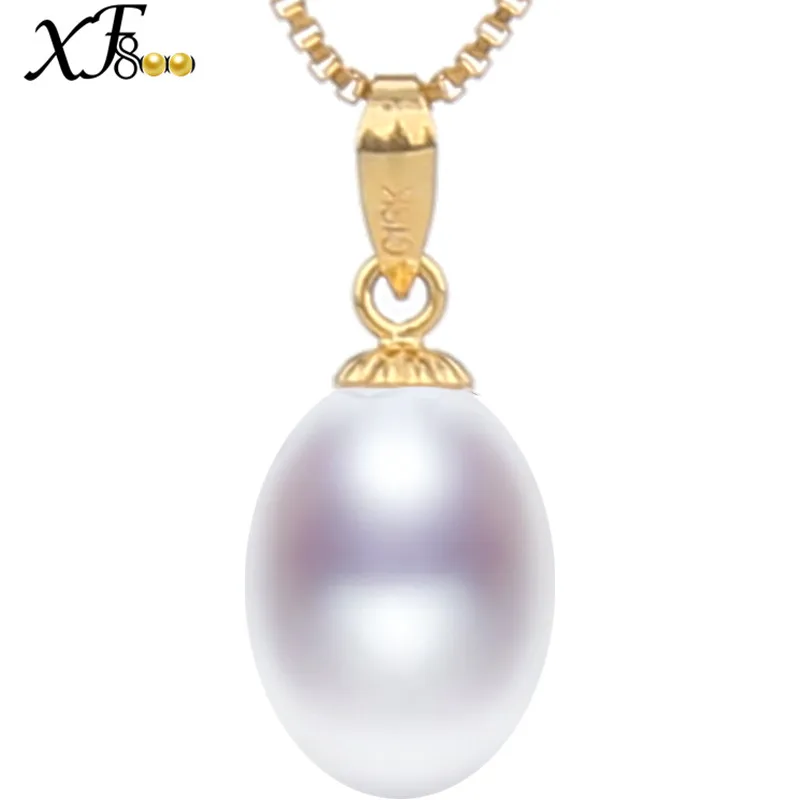 XF800 Pure 18K Yellow Gold Natural Stone Pendant White Freshwater Au750 Fine Jewlery Trendy Wedding