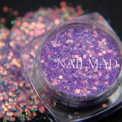 3 мл/коробка фиолетовый блеск для ногтей смесь шестиугольник блестит Фея пыль разноцветные, блестящие порошок пыль дизайн ногтей блестки