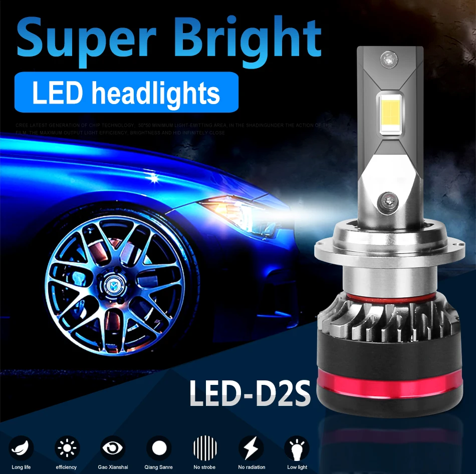 Turbo avto led D2S D4S Автомобильные фары csp-диоды canbus подавление ошибок Противотуманные фары супер яркая светодиодная лампочка ampolletas para Авто белый 12 В