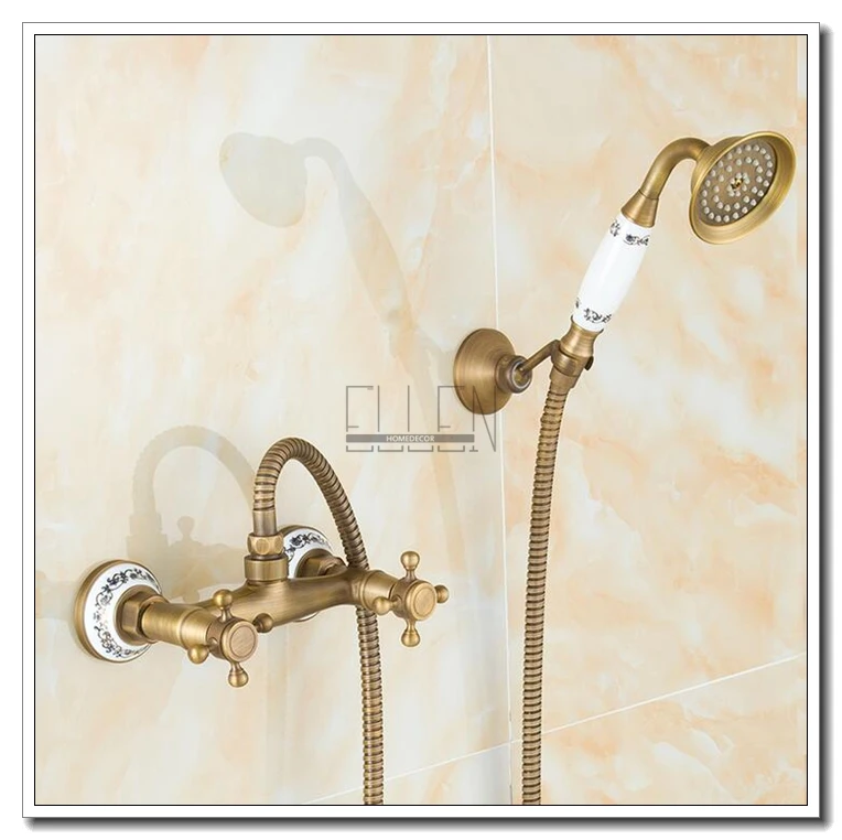 Online Wand Montiert Bad Wasserhahn mit Hand Dusche Antique Bronze Badewanne Mischbatterie Mit Hand Dusche Armaturen Sets EL8306