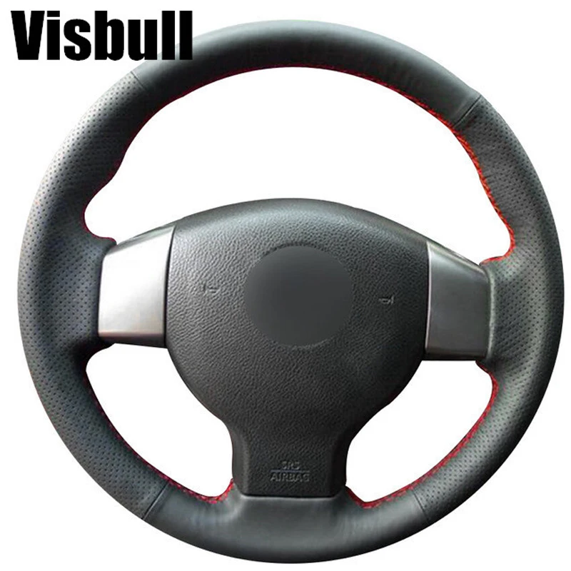 Чехол для руля Visbull V1033 из черной искусственной кожи старого Nissan Tiida Livina Sylphy
