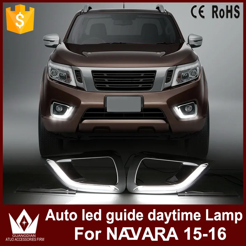 Tcart LED Daytime Running Light drl chrome fog lamp cover driving lights For NISSAN Navara NP300 Pickup 2015-2016 Car styling Tcart LED Daytime Running Light drl chrome fog lamp cover driving lights For NISSAN Navara NP300 Pickup 2015-2016 Car styling