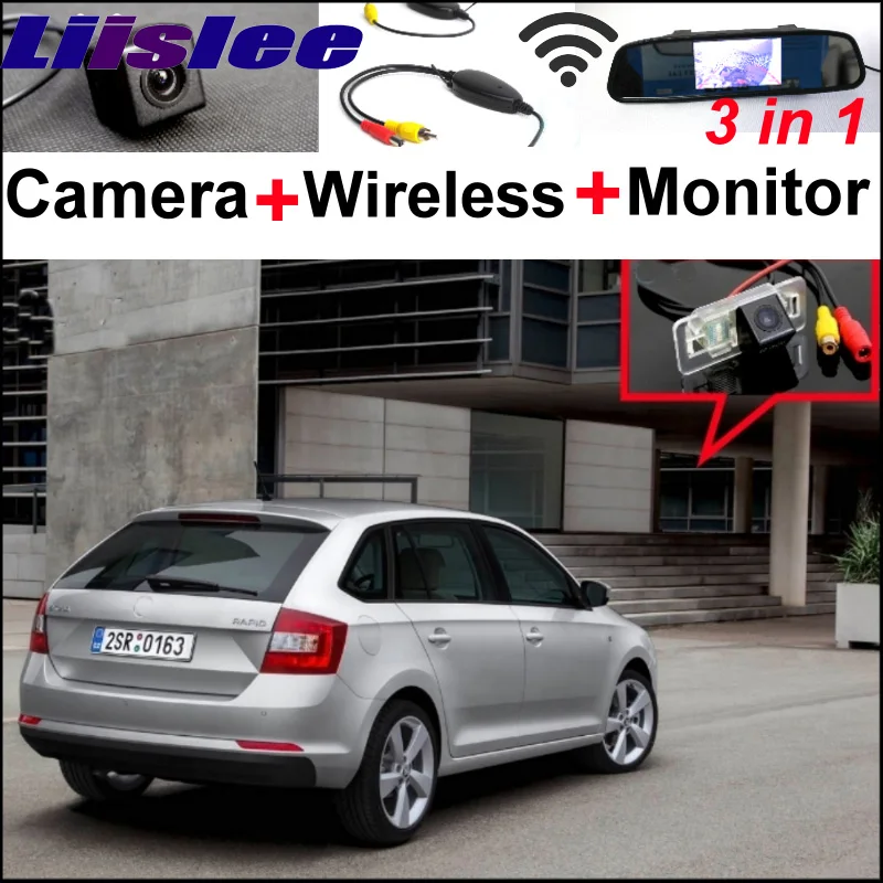 

Wireless Receiver + Mirror Monitor Easy DIY Parking System + 3in1 Special WiFi Reversing Camera For Skoda Rapid 2012~2015