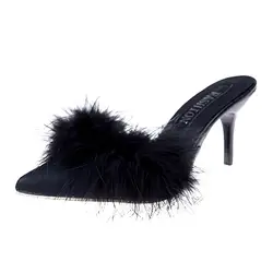 MUQGEW/2019 г. Новая женская обувь из плюша на весну, лето, Осень уличные босоножки на высоком тонком каблуке с острым носком zapatos de mujer 35-41 #0605