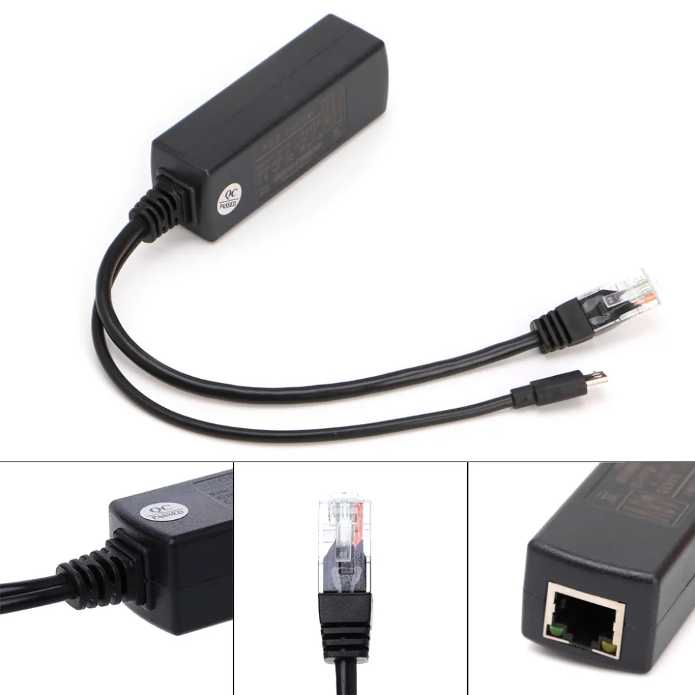 Мощность через Ethernet 48 В до 5 В 2.4A активный сплиттер POE Micro USB штекер Y КАБЕЛЬ сетевые инструменты