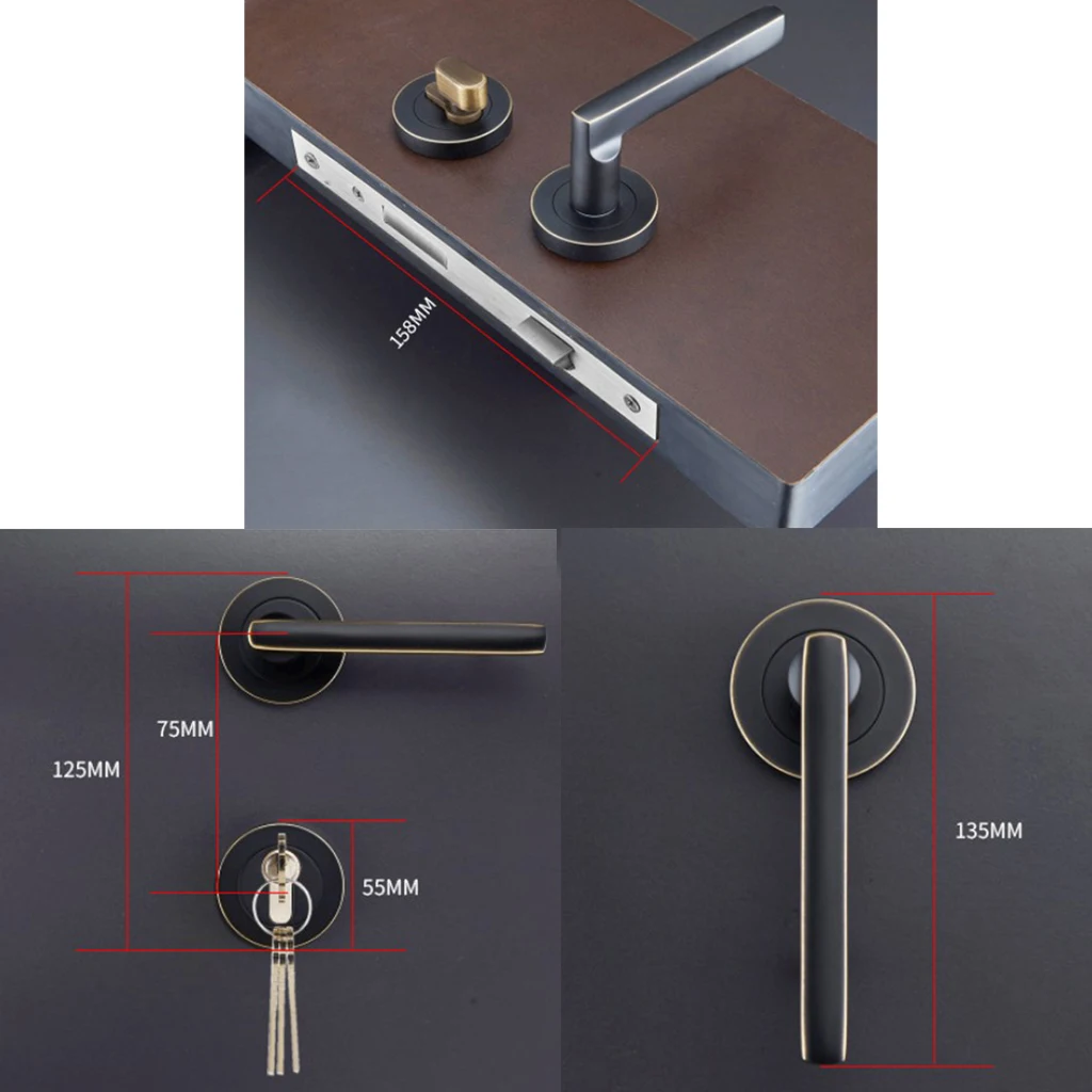 

Black Modern Door Handle Lock Set Lever Door Lock Separate Body Series Lock, for Wooden Doors