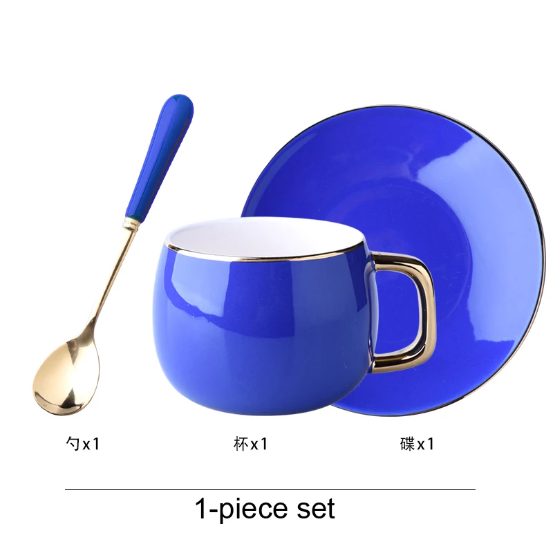 Креативный набор кофейных чашек из костяного фарфора, набор фарфоровых чайных чашек, английский вечерний чайный набор, вечерние чашки и блюдца, посуда для напитков - Цвет: 1-piece set Blue