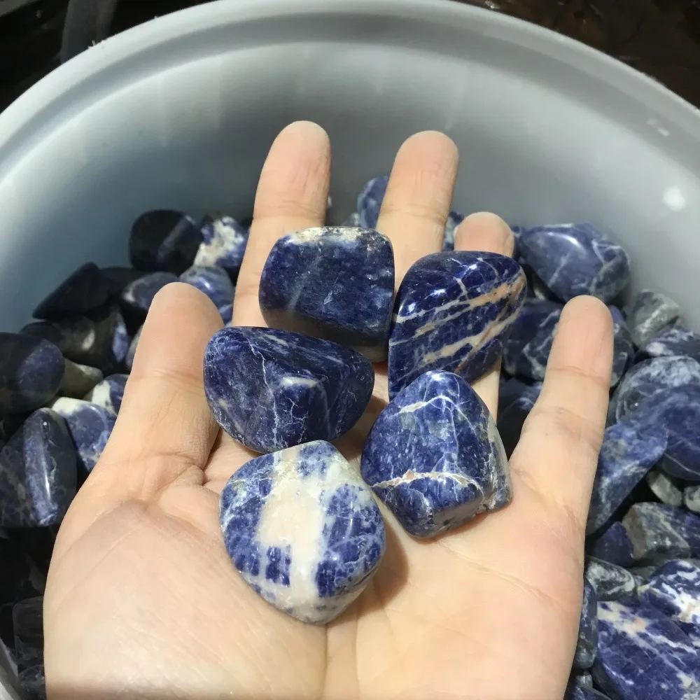 Natural Blue Sodalite Polished gemstone Crystal tumbled stones for