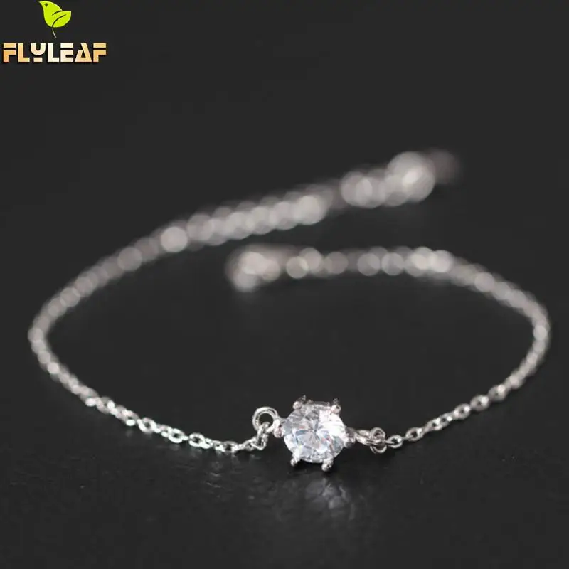 

925 Sterling Silver Inlay Cubic Zirconia Bracelets & Bangles For Women High Quality Lady Prevent Allergy Sterling Silver Jewelry