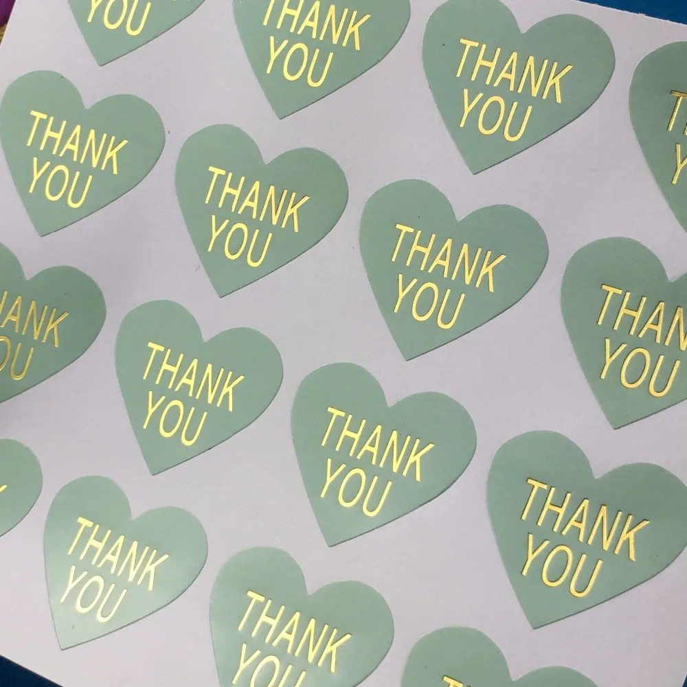 300 шт./лот 3 2*2 8 см термопечать золотые наклейки Thank You этикетки мятно зеленые в