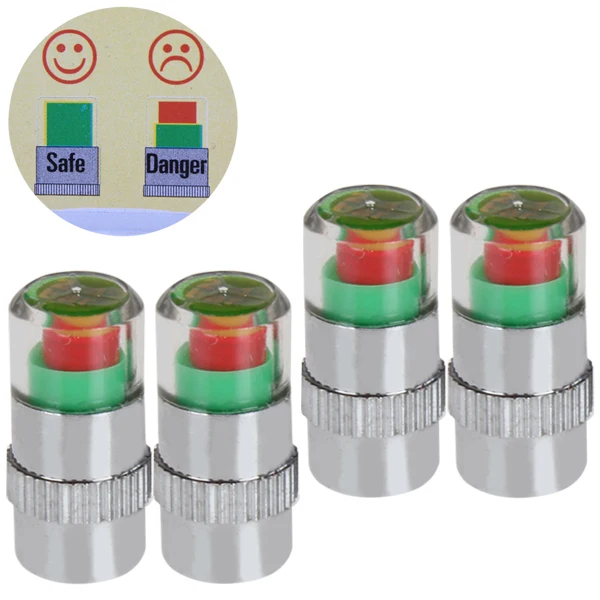 4Pcs Auto Car Tire Tyre Air Pressure Monitor Alert Indicator Valve Stem Dustproof Caps Cap Gauge Accessories | Автомобили и