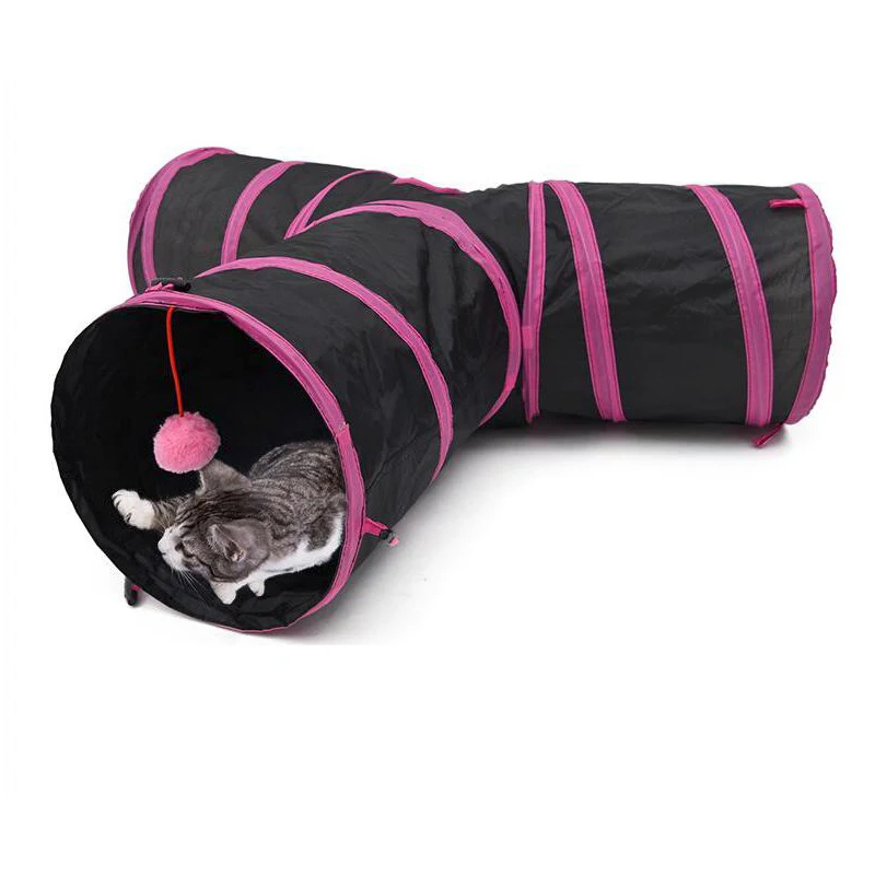 Кошачий туннель складной специальный дизайн Y форма 3 отверстия игрушка для питомца для котенка щенка кролика высокое качество с мячом 2 цвета игрушка для питомца