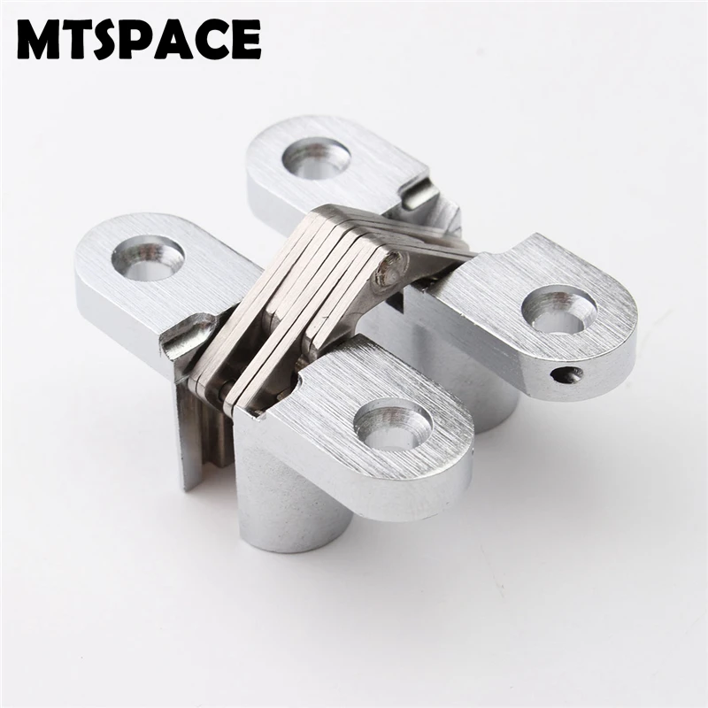 

MTSPACE Durable 1pcs 304 Stainless Steel Hidden Hinges Invisible Concealed Cross Door Hinge Bearing 20KG With Screw 13x45mm