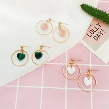 Новая в форме сердца с геометрическим рисунком круглые серьги Япония и Южная корейский уксусный кислота девушка дикие волны серьги, Женские Ювелирные изделия, оптом