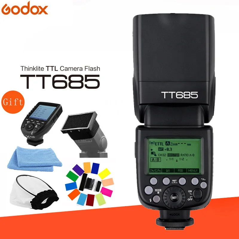 

Godox TT685 2.4G HSS 1/8000s TTL GN60 Wireless Speedlite Flash +Flash Trigger for Nikon Canon Sony Olympus Panasonic Fujifilm