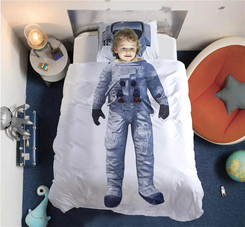 

3D Astronaut and Princess Children Kids Bedding Set 2/3pcs Twin/Queen Size of Duvet Cover Pillow Case Bed Home Textile