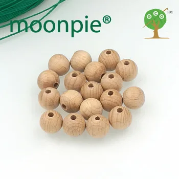 DIY Natural 15mm round beads unfinished beech wooden beads Teething necklace accessory ,50pcs Germany beech wood WC055