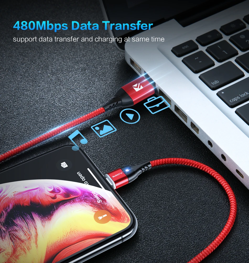 Магнитный usb-кабель FLOVEME 3A для iPhone mi cro, кабель USB type-C для Xiaomi mi 9 Red mi Note 7, магнитный кабель для быстрой зарядки