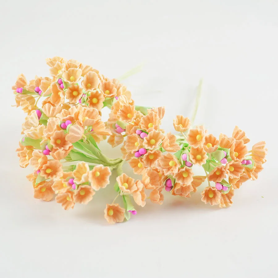 Маленькие бумажные цветы Букеты Мини бумажные цветы разноцветные цветы для скрапбукинга декор 1 упаковка - Цвет: as pic