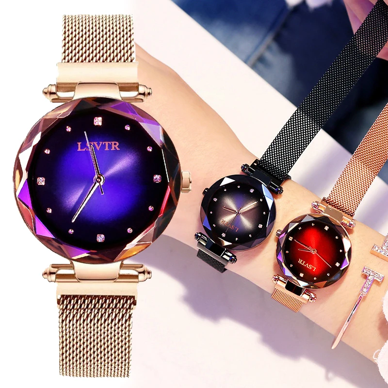 

2019 Free Shipping Quartz Ladies Watches Magnet Milan Mesh Band Life Waterproof Women Watch Fashion Girl Clock Relogio Femino
