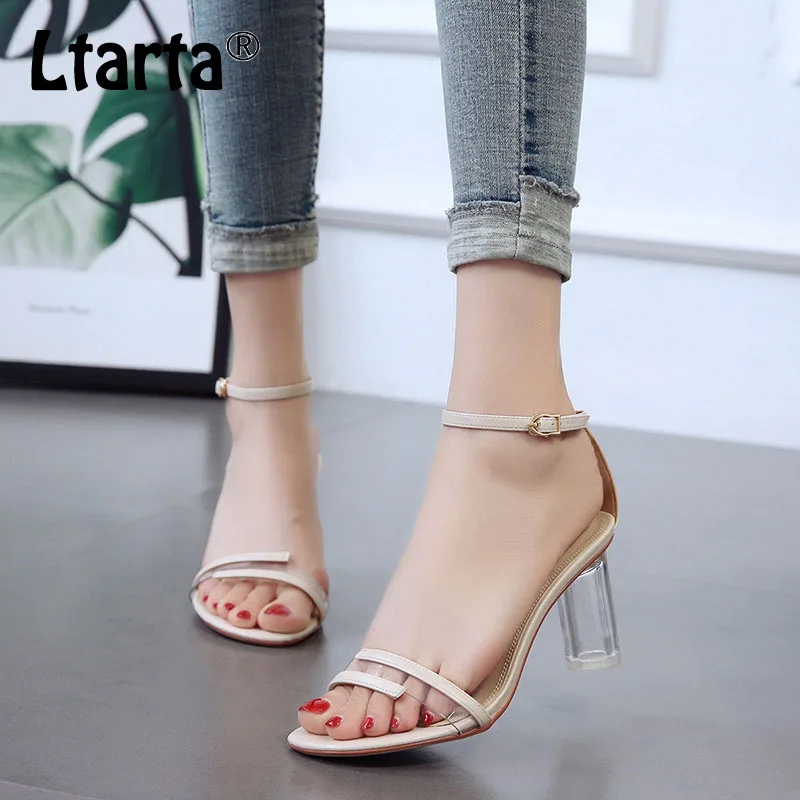 

LTARTA women's Shoes 2019 Spring New High Heels Trade Models Sexy Transparent Crystal With Buckle Shoes DF-8015-1