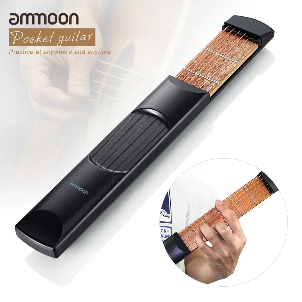 Ammoon портативный карманный акустический гитарный практический инструмент гитарный гаджет аккорд-тренажер 6 струн 6 ладов модель для начинающих