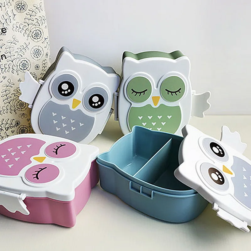 Portable Cute Owl Lunch Box for kids Picnic Bento Meal Boxes Food Container Storage Box School Outdoor With Compartments Case