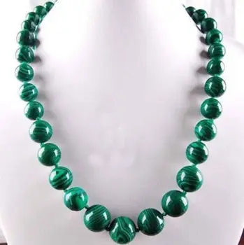 

Hot sell Noble- 6-14mm Green Gorgouese Malachite Gem Round Beads Necklace 18" 5.27