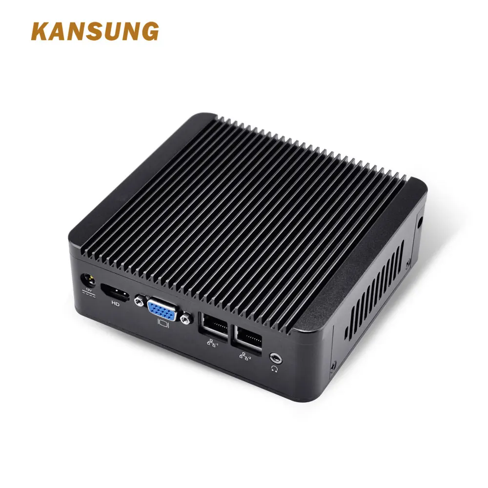 Мини ПК KANSUNG с Ubuntu Linux Windows Baytrail четырехъядерным процессором J1900 2 гигабитной Lan