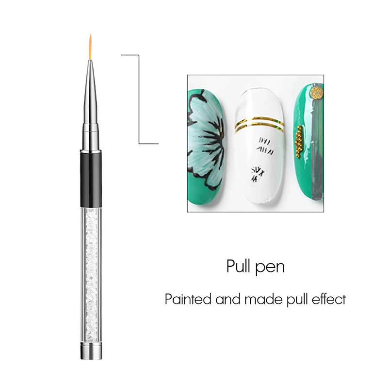 ROHWXY Новая кисть для маникюра, ручка для рисования, кристальная акриловая ручка, инструмент для дизайна ногтей, для цветочной линии, сетка, французский дизайн, сделай сам