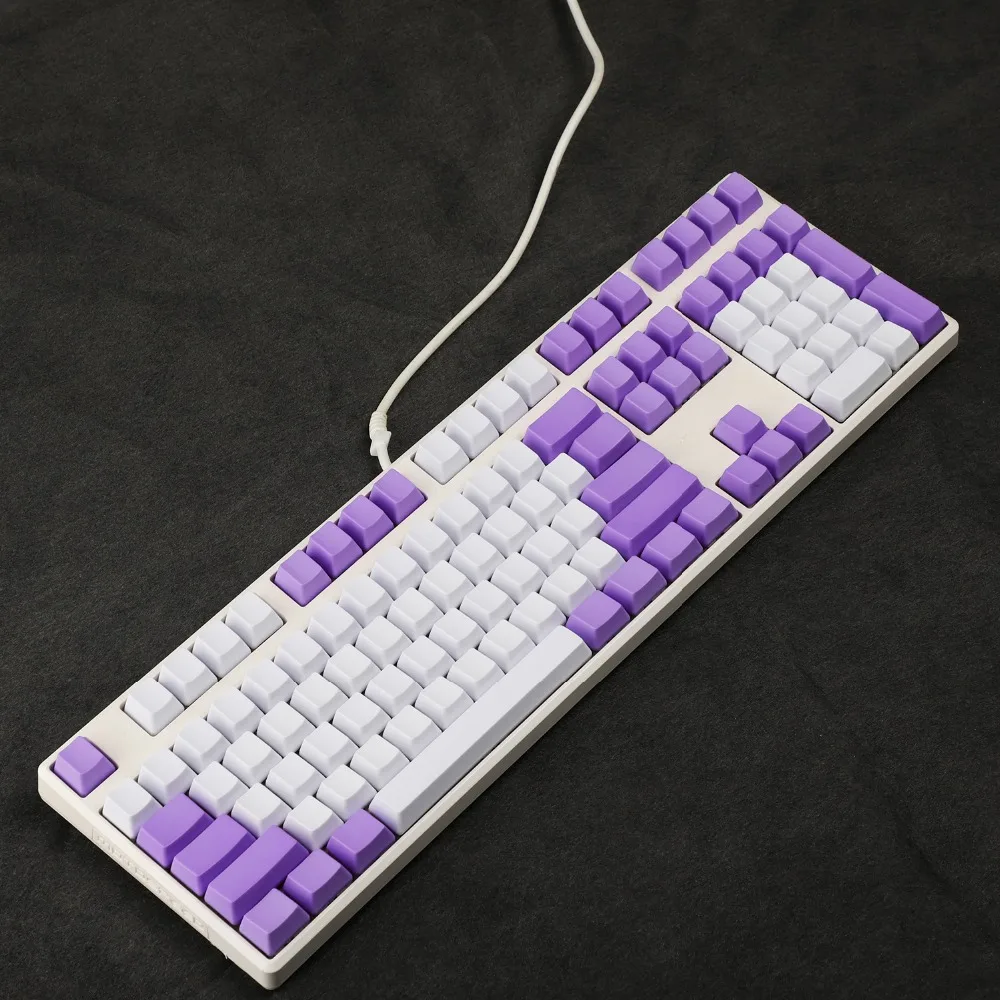 Бело фиолетовая Смешанная клавиатура YMDK 108 87 61 ANSI с толстым профилем OEM PBT для MX