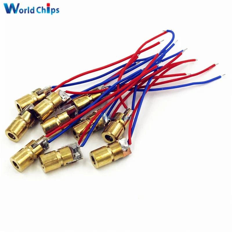 

10PCS 650nm 6mm 3V 5mW Laser Dot Diode Module Head Red Copper Mini Pointer