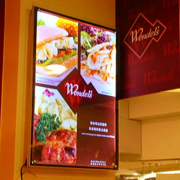 Restaurant Acrylic Led Illuminated Menu Boards Wall Mounted Slim Crystal Frame Menu Lightboxin