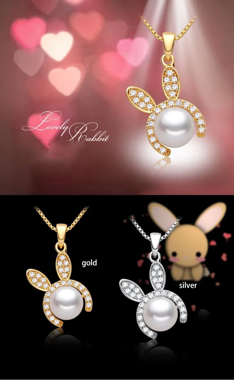 Мода zhboruini ожерелье жемчужные украшения натуральный пресноводный жемчуг кролик 925 пробы серебряные ювелирные изделия ожерелье кулон для