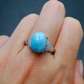 

Natural larimar Silver 925 Rings for Mom Fashion Trendy Style 925 Sterling Silver Jewelry Party Engagement Momen Rings