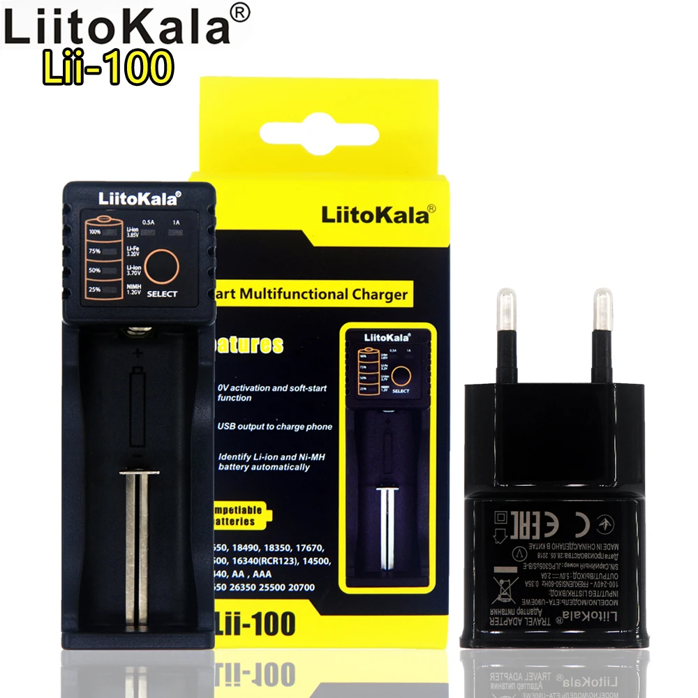 

Liitokala Lii-100 18650 26650 3.7V Lithium Battery Charger AA AAA 1.2V NiMH Battery Charger USB Output Portable Power Bank