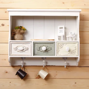 

zakka grocery creative home kitchen hook racks with storage box wood crafts