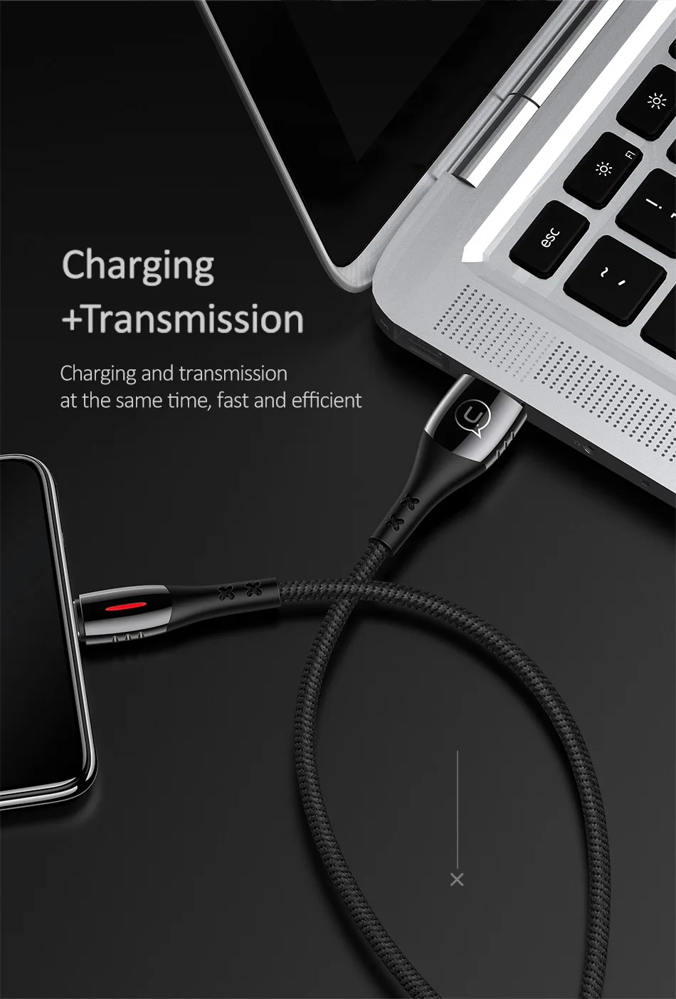 USAMS Micro USB кабель интеллектуальное отключение питания QC3.0 Быстрая зарядка шнур данных провод для samsung Xiaomi huawei телефонный кабель для Android