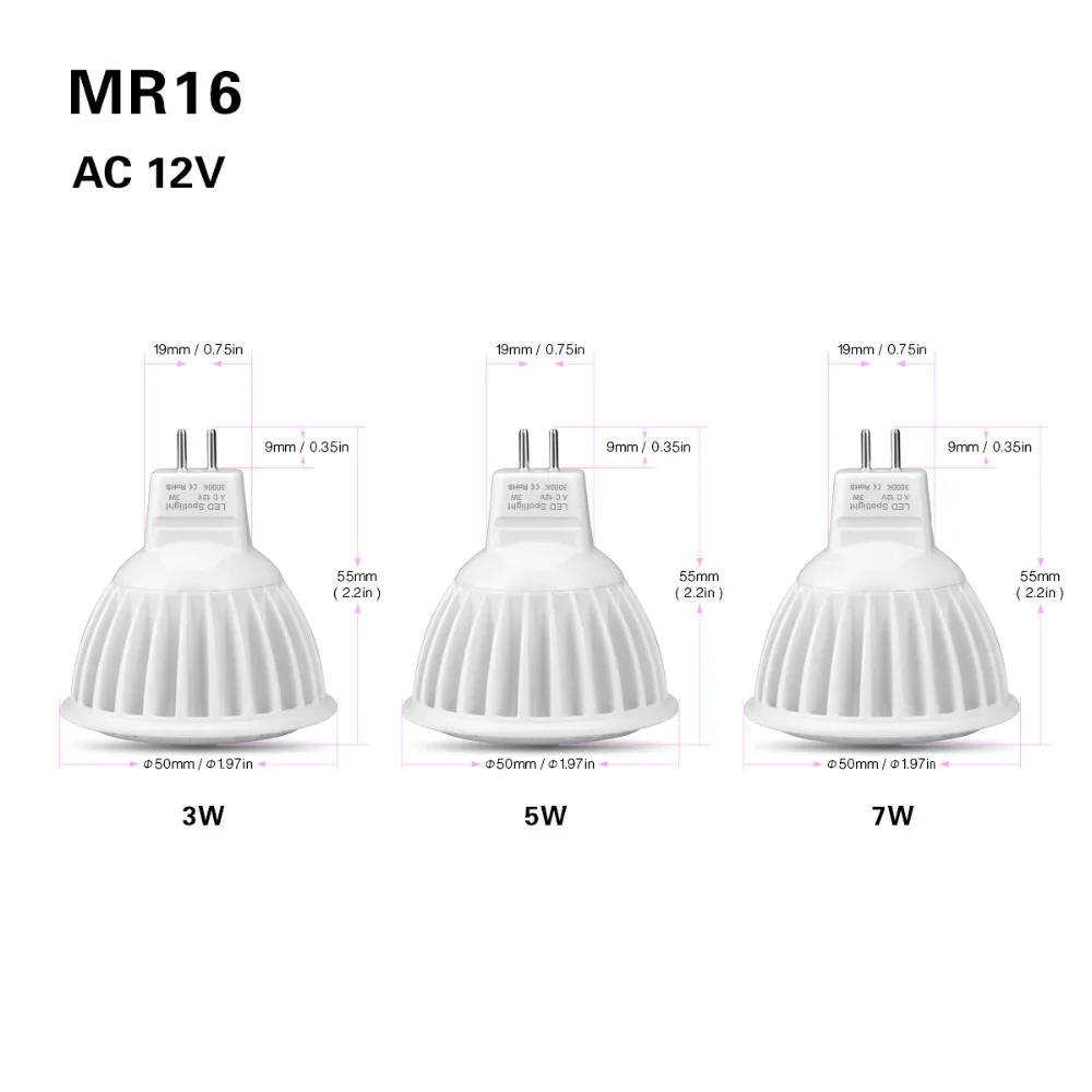 MR16 светодиодный 12V AC/DC 12V Точечный светильник, лампа гу 5,3 MR16 с регулируемой яркостью, GU5.3 COB 110V 220V 3W 5W 7W точечный светильник AC 85 V-265 V Алюминий