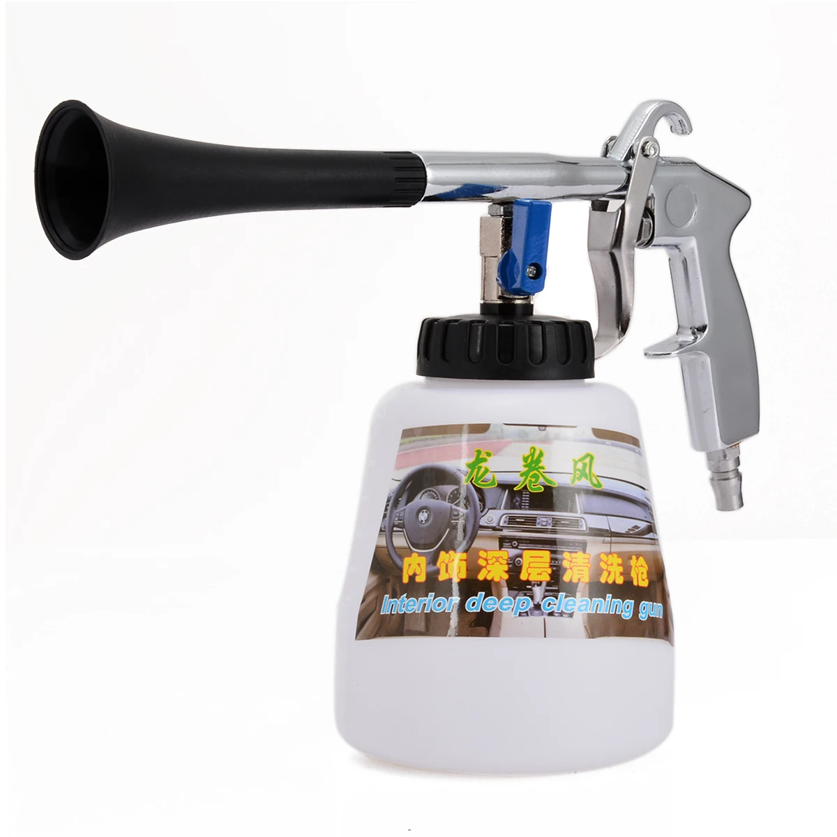 Kopen 1 set Hogedruk Tornado Car Cleaning Tool Air Pulse interieur Exterieur Tool Spuitpistool Met Borstel Voor Plastic Glas wassen
