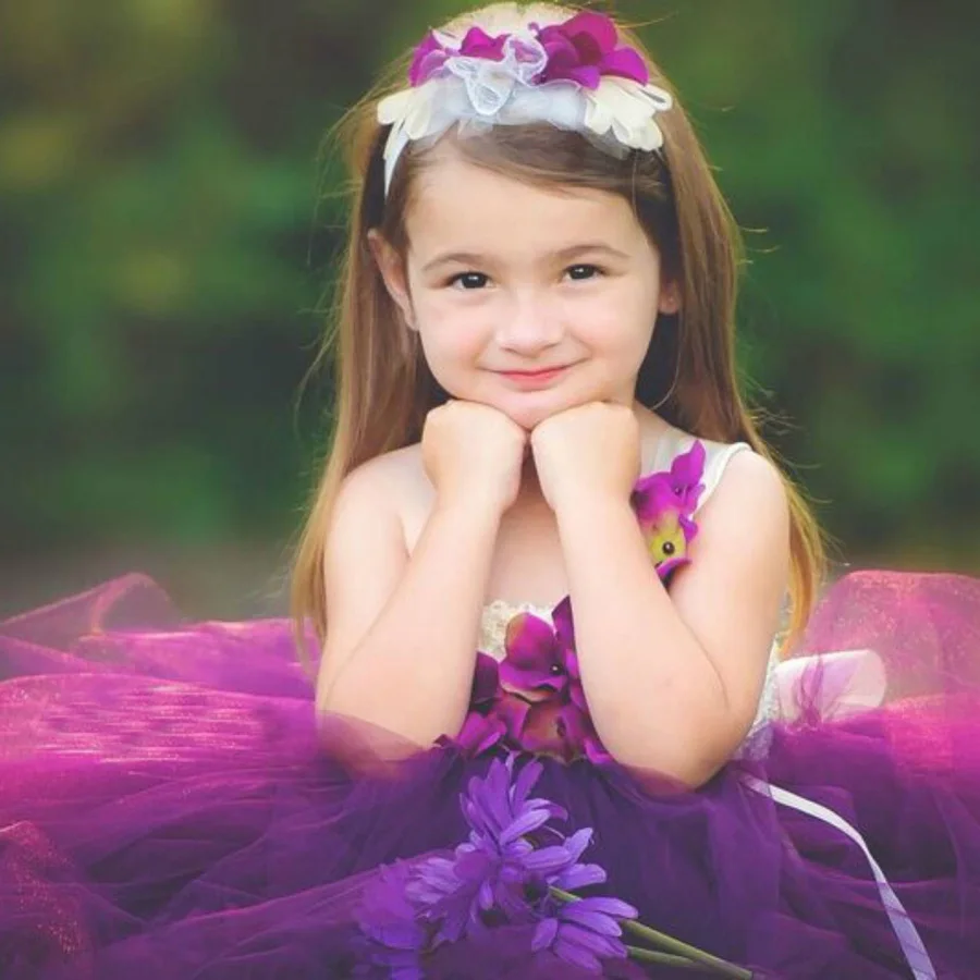 Girls Plum Flowers Wedding Tutu Dress with headband Children Summer Handmade Tulle Costume (9)