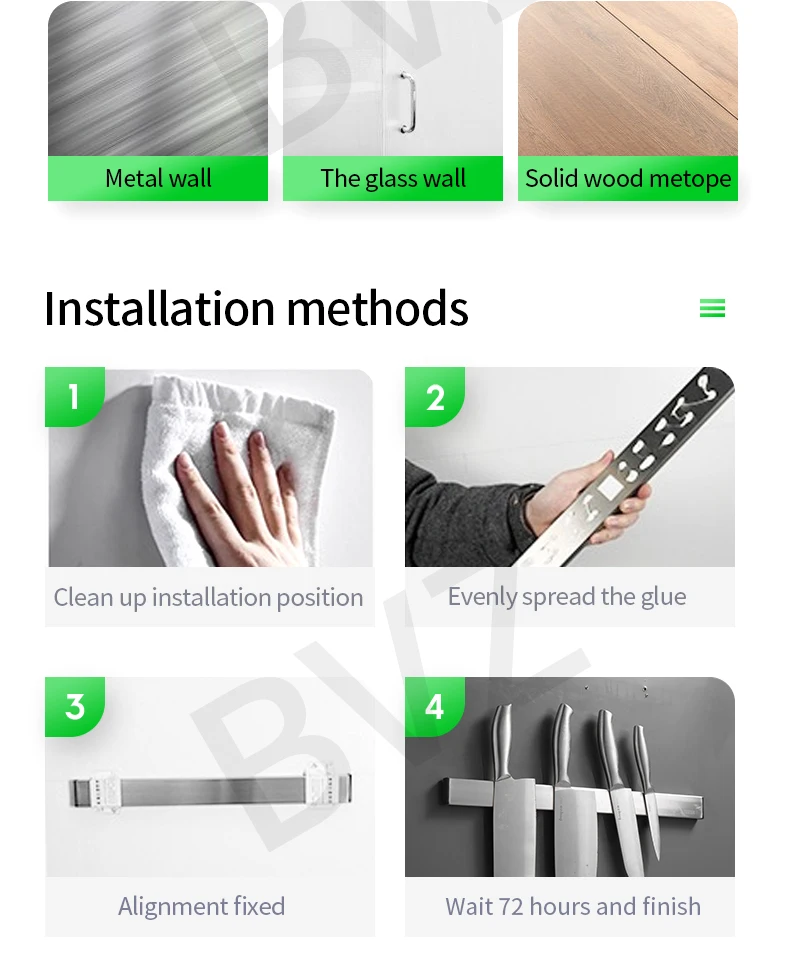 Магнитный нож BVZ, держатель из нержавеющей стали, блок ножей, настенный магнитный держатель для ножей, стойка для ножей