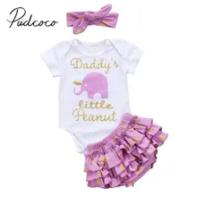 Брендовый комбинезон для новорожденных девочек+ штаны-пачки шорты с рюшами+ повязка на голову, комплект одежды из 3 предметов комплект одежды в горошек со слоном