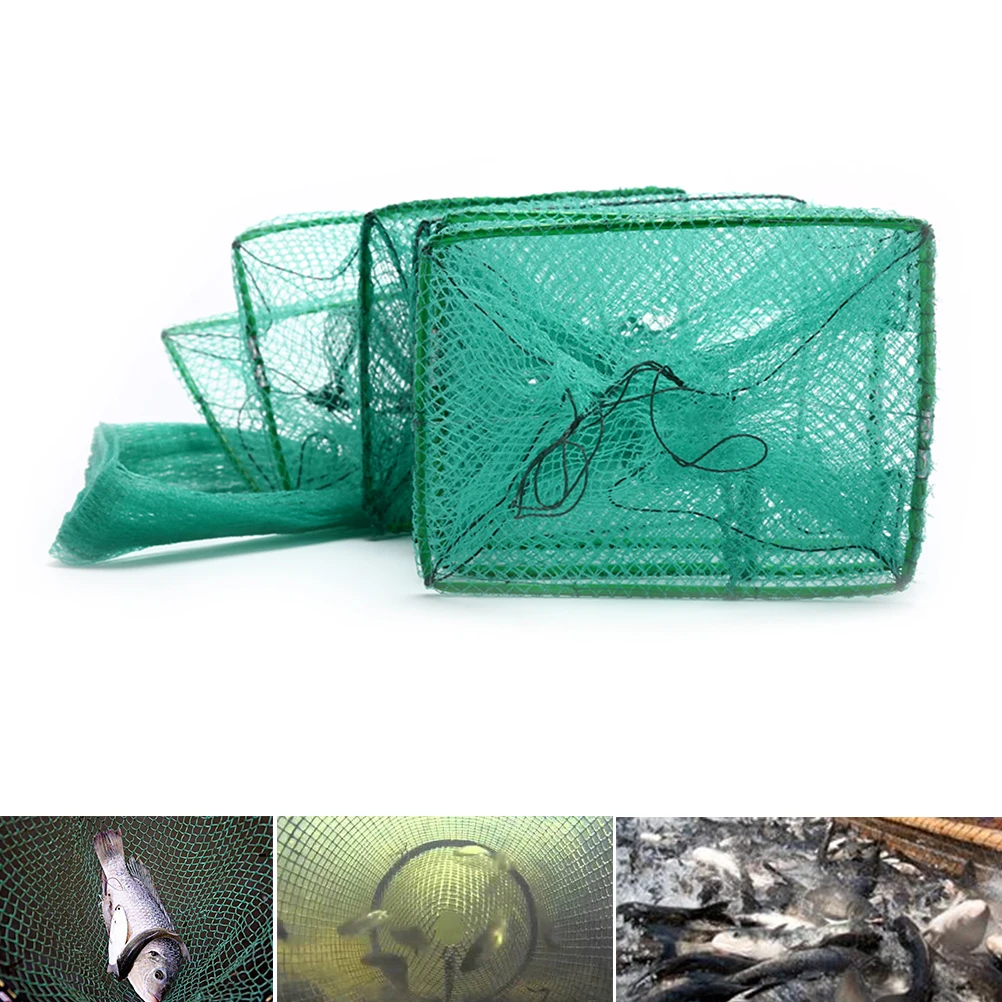 1.2M Fish Net Cage Fishing Tackle Care Creel 7 Layers Collapsible Green