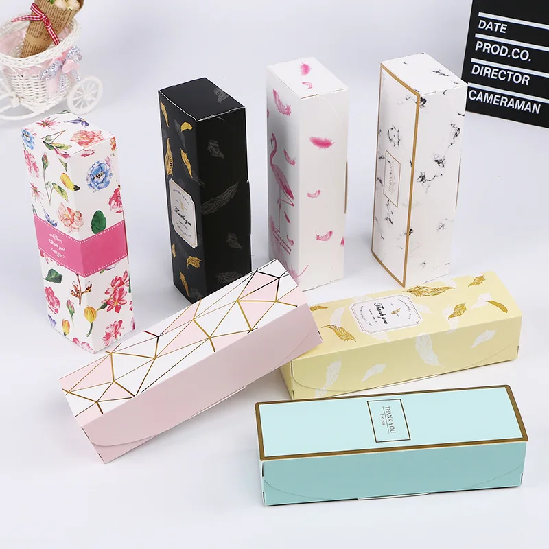 

20PCS Kawaii Flamingo Gift Box Chocolate Cookie Boxes Candy Cake Marble Theme Paper Carton Birthday Party Wedding Wrapping Bags