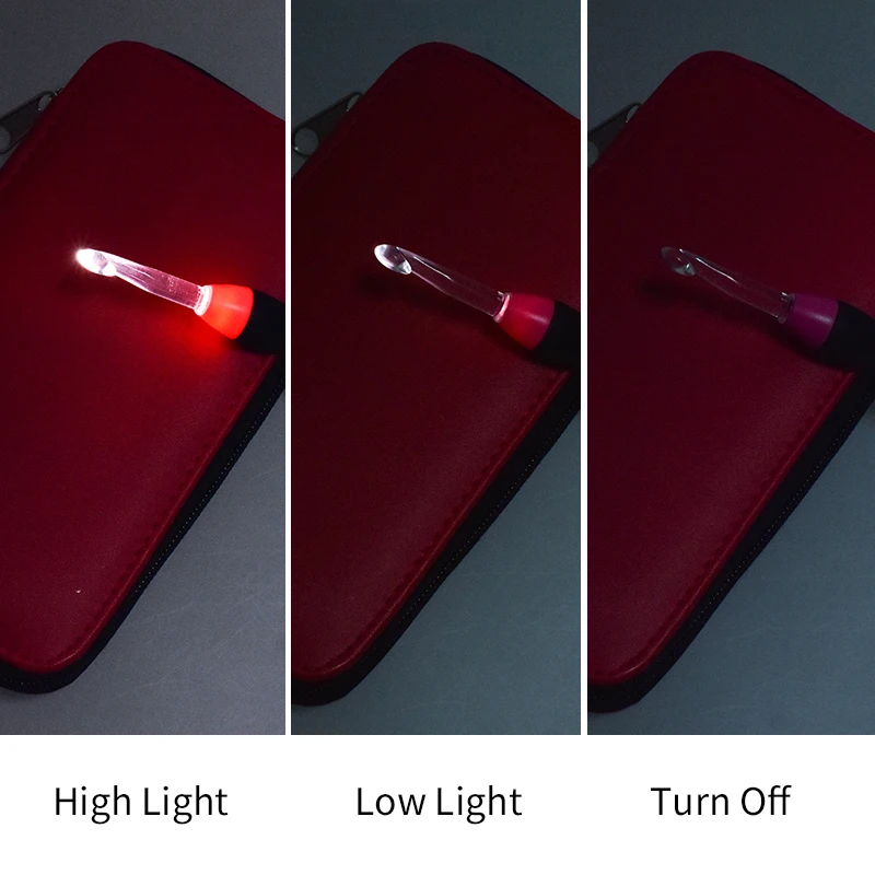 Looen микс 9 размеров Перезаряжаемые светодиодный вязальный крючок комплект USB подсветкой Вязание крючки Иглы сменных верхний крюк с кольцом и чехол для Для женщин