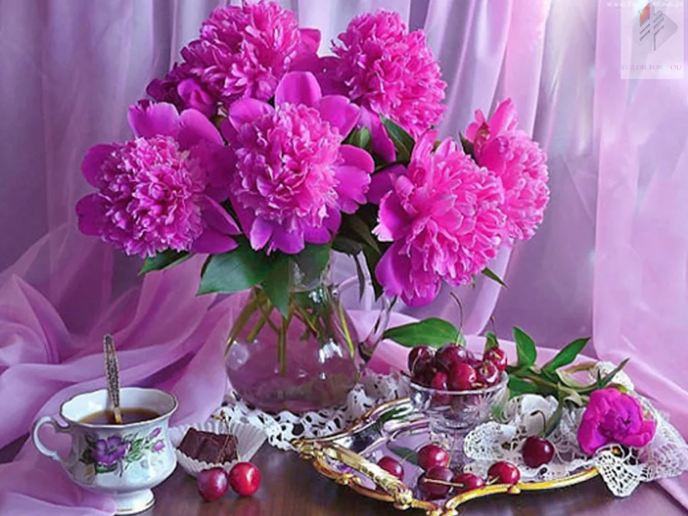

e peony DIY Diamond Paintings Flower Cross Stitch Needlework Home Decoration Rhinestone diamond mosaic Decor Embroidery