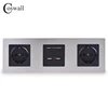 COSWALL-Panel de acero inoxidable de doble pared con enchufe, enchufe europeo de 16A, puerto de carga inteligente USB Dual, salida de 5V 2A, Color negro ► Foto 1/3
